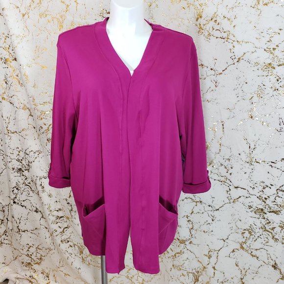 Karen Scott Pink Open Cardigan w/Pockets NWT - Picture 2 of 4